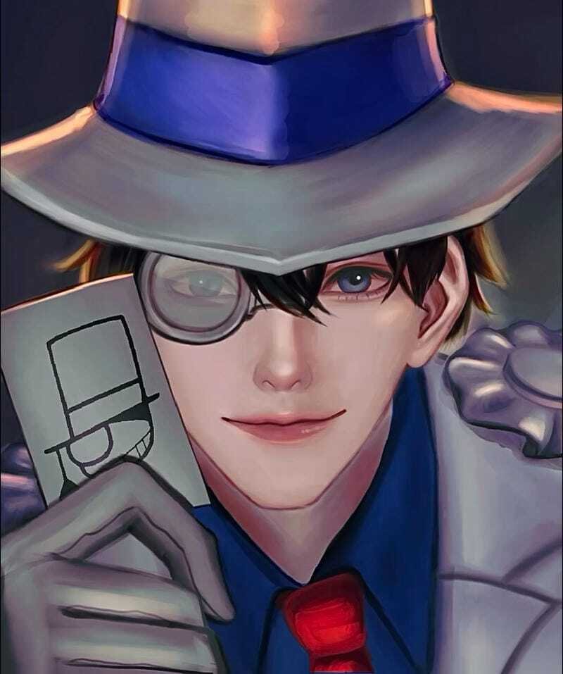Hình Avatar Kaito Kid với ánh mắt bí ẩn cực nổi bật