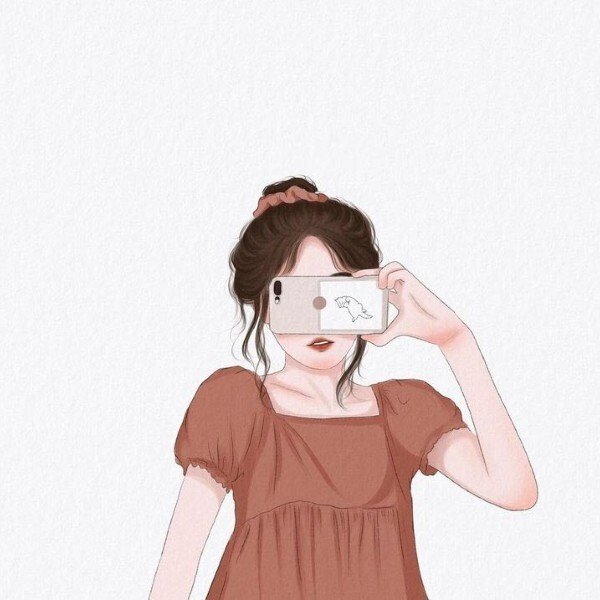 ảnh avatar đẹp anime cầm điện thoại che mặt 10