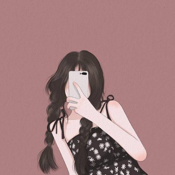 ảnh avatar đẹp anime cầm điện thoại che mặt 12