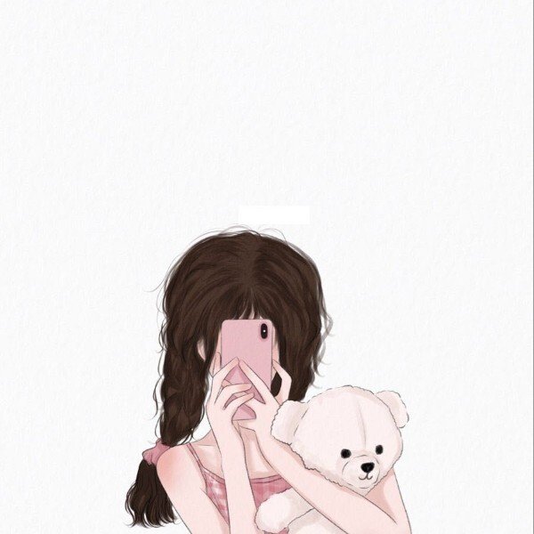 ảnh avatar đẹp anime cầm điện thoại che mặt 13