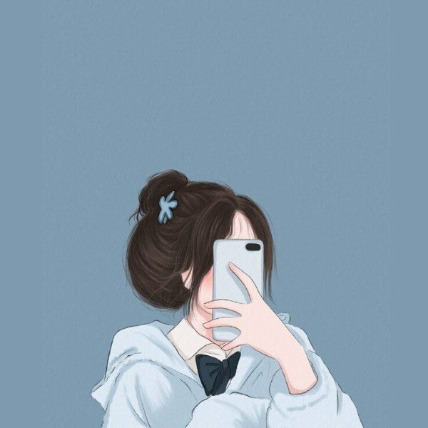 ảnh avatar đẹp anime cầm điện thoại che mặt 14