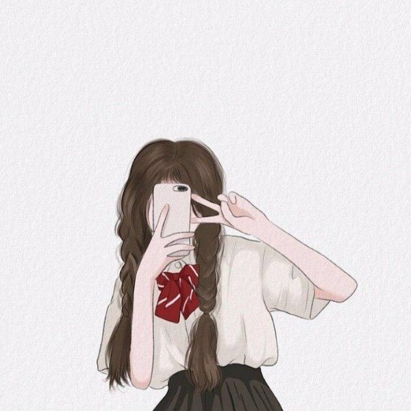 ảnh avatar đẹp anime cầm điện thoại che mặt 15