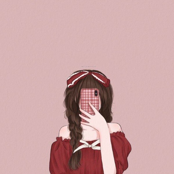 ảnh avatar đẹp anime cầm điện thoại che mặt 17