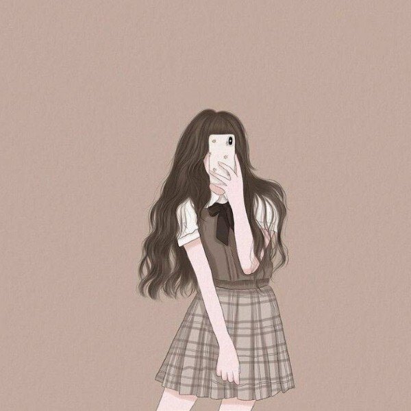 ảnh avatar đẹp anime cầm điện thoại che mặt 18