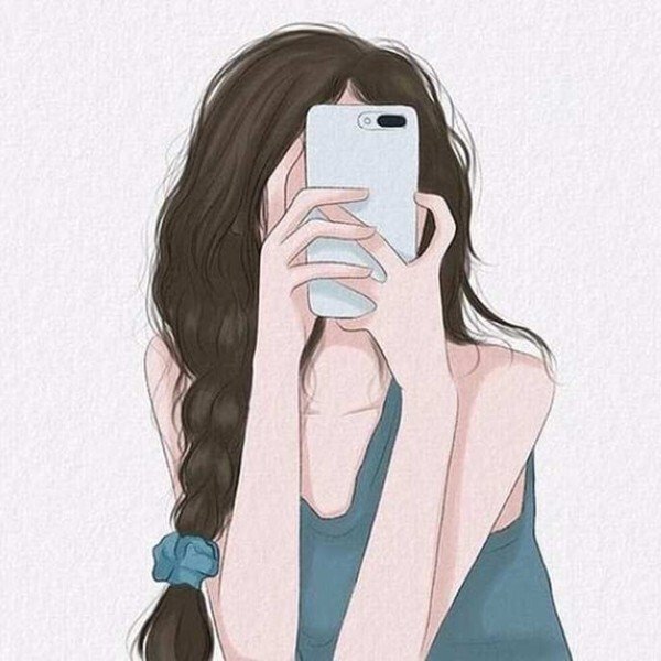 ảnh avatar đẹp anime cầm điện thoại che mặt 21