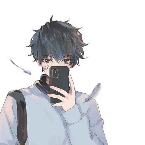 ảnh avatar đẹp anime cầm điện thoại che mặt 22