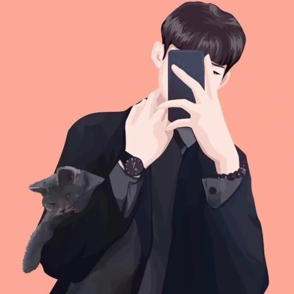 ảnh avatar đẹp anime cầm điện thoại che mặt 24