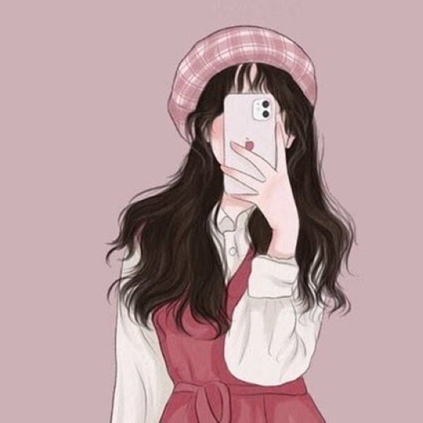 ảnh avatar đẹp anime cầm điện thoại che mặt 25