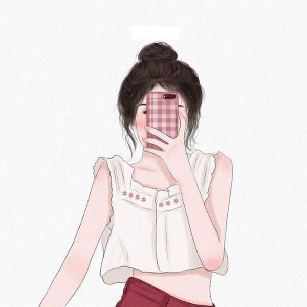 ảnh avatar đẹp anime cầm điện thoại che mặt 26