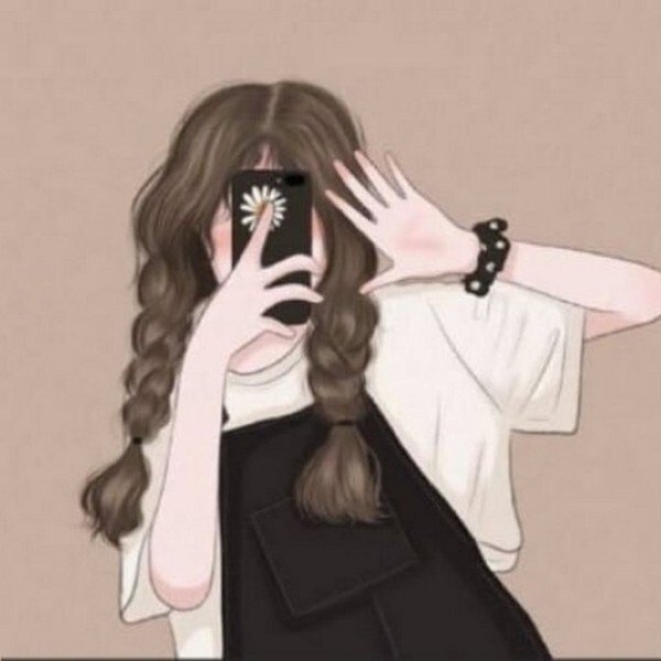 ảnh avatar đẹp anime cầm điện thoại che mặt 27