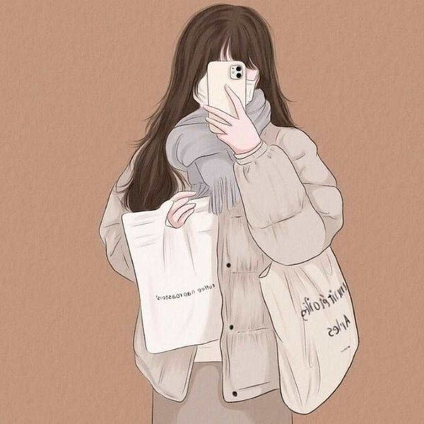 ảnh avatar đẹp anime cầm điện thoại che mặt 28