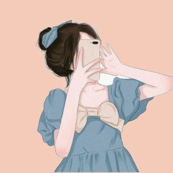 ảnh avatar đẹp anime cầm điện thoại che mặt 29