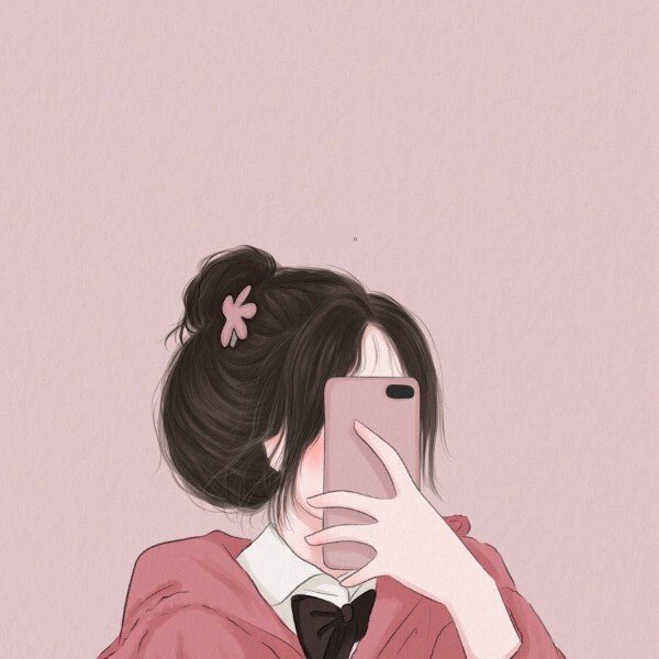 ảnh avatar đẹp anime cầm điện thoại che mặt 3