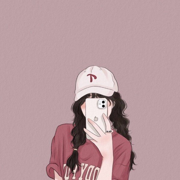 ảnh avatar đẹp anime cầm điện thoại che mặt 32