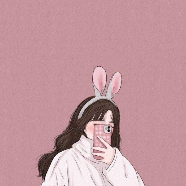 ảnh avatar đẹp anime cầm điện thoại che mặt 6