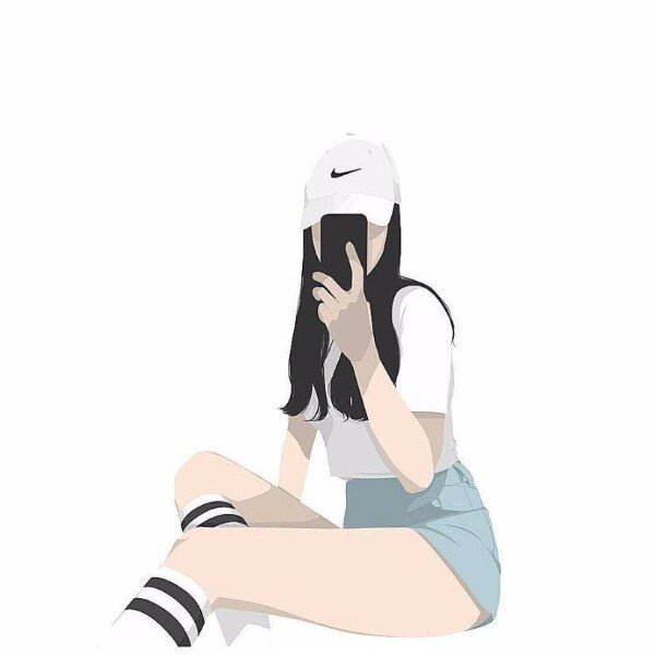 ảnh avatar đẹp anime cầm điện thoại che mặt 7