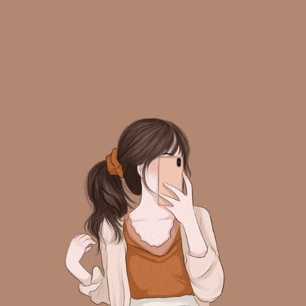 ảnh avatar đẹp anime cầm điện thoại che mặt 9