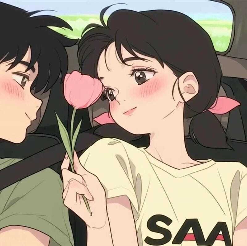 Hình avatar đôi vô tri với tone màu pastel nhẹ nhàng