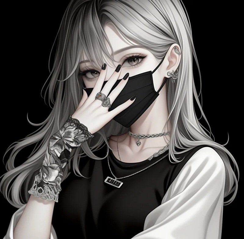 avatar anime nữ đeo khẩu trang đen 14