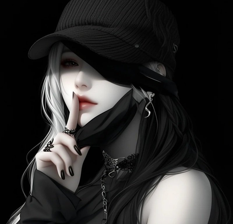 avatar anime nữ đeo khẩu trang đen 16