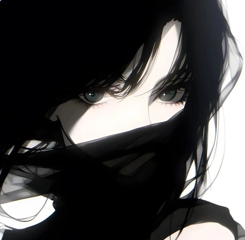 avatar anime nữ đeo khẩu trang đen 20