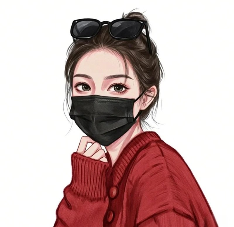 avatar anime nữ đeo khẩu trang đen 3