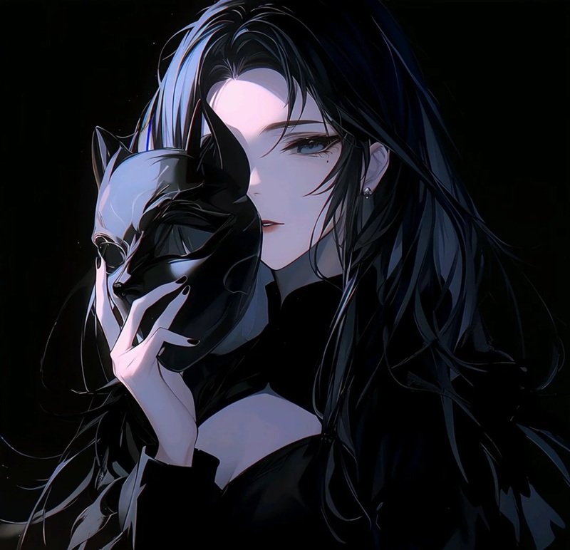 avatar anime nữ đeo khẩu trang đen 4