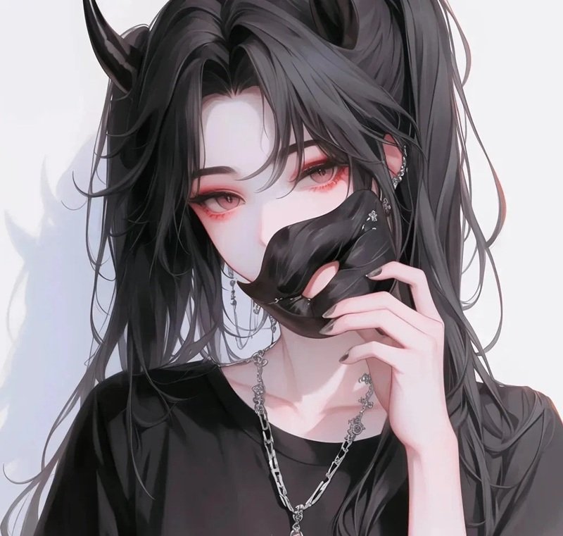 avatar anime nữ đeo khẩu trang đen 9