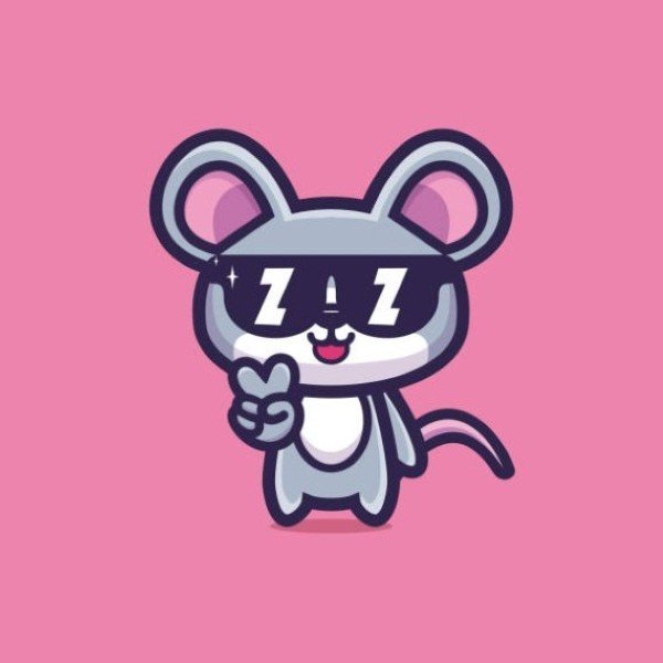 Cute cool style mouse wearing glasses
