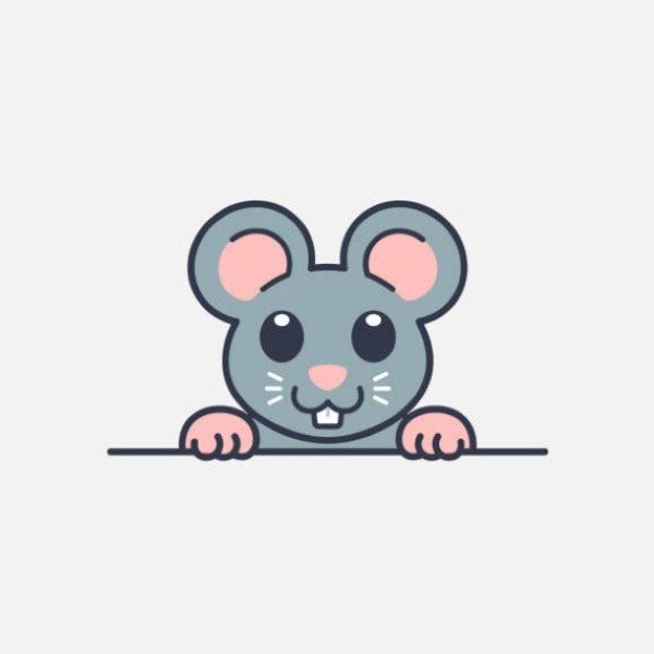 Cute Peeking Mouse Vector Illustration
