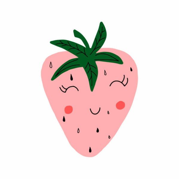 Strawberry, cute character for design, hand drawn doodle