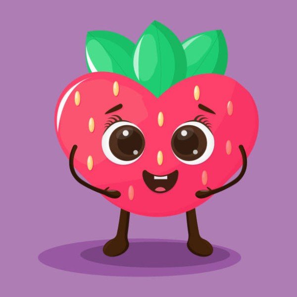 Strawberry character design. Cartoon vector illustration of strawberry
