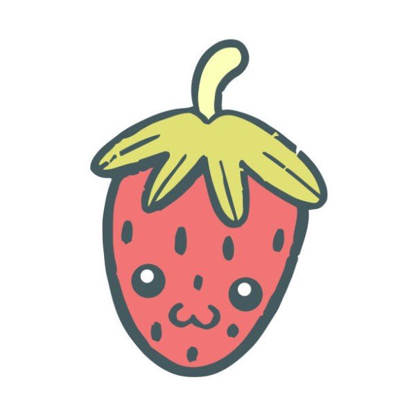 hand drawn cartoon strawberry character