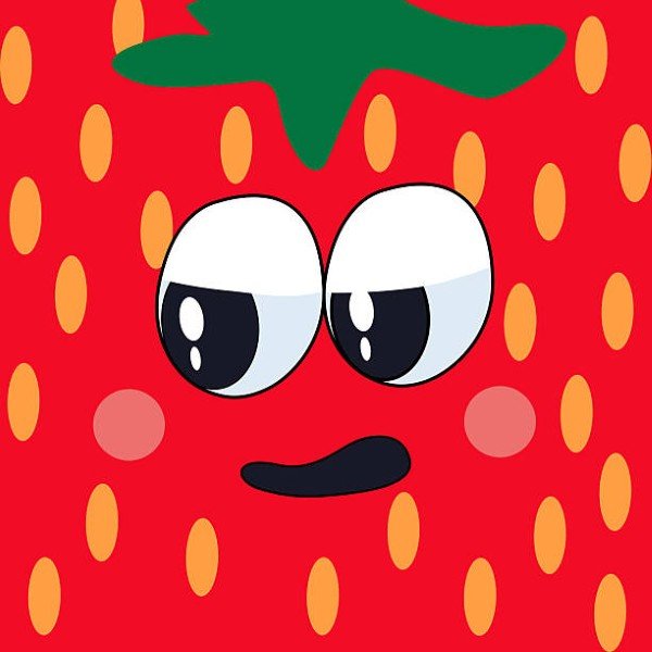 cute strawberry drawing with face. cartoon