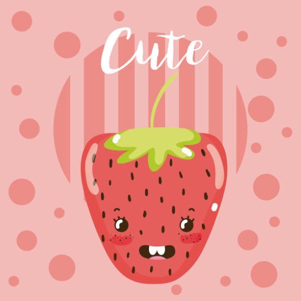 Cute strawberry kawaii cartoon vector illustration graphic design