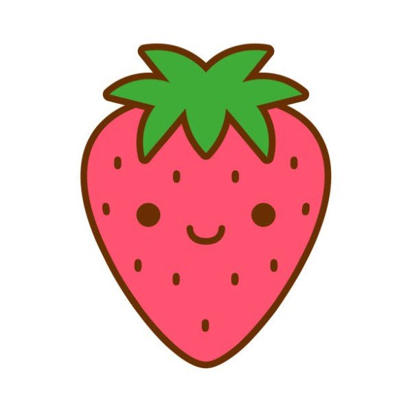 Vector Cartoon Cute Strawberry Icon Isolated On White Background
