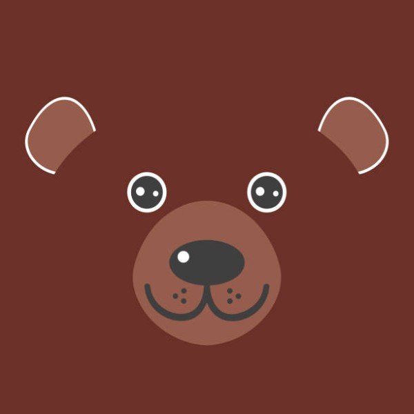 funny bear face on brown background. Vector illustration
