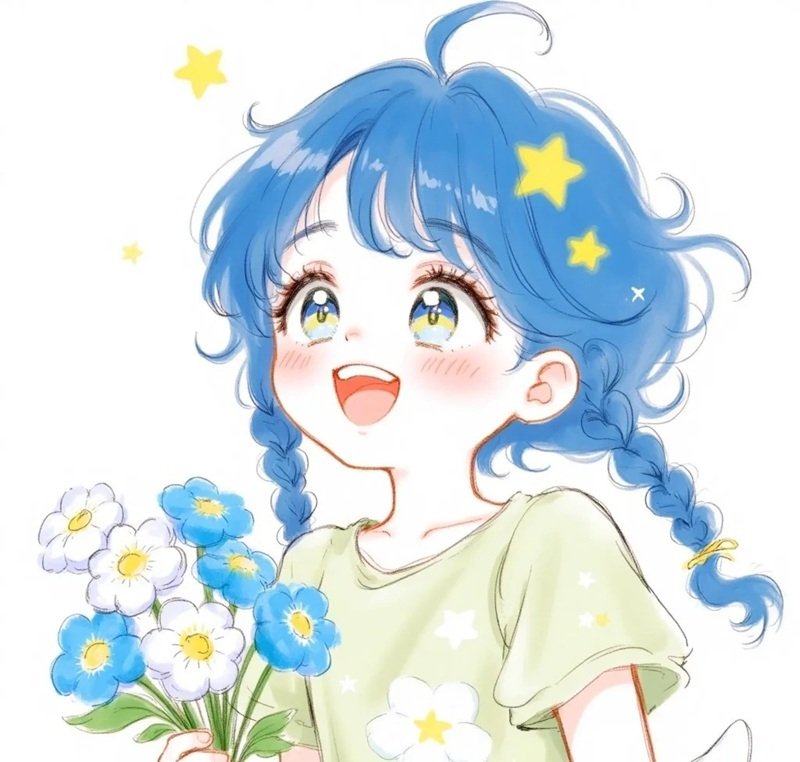 avt avatar màu xanh dương cute 31