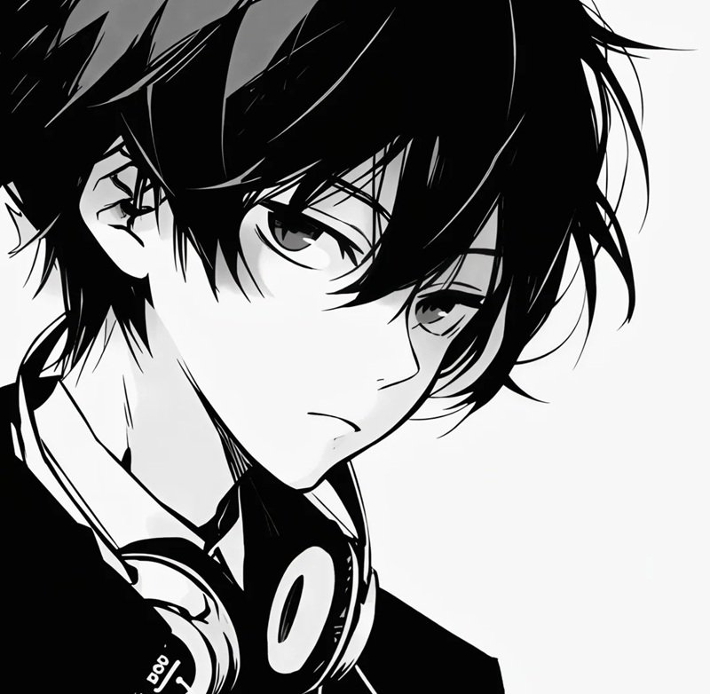 hình avatar anime đen trắng 13
