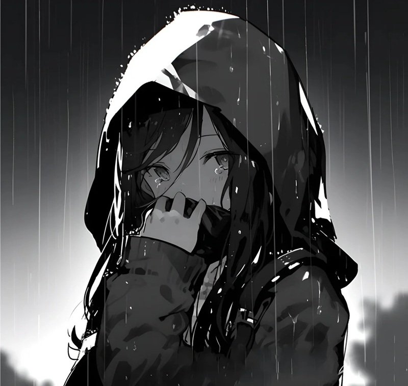 hình avatar đen trắng buồn 15