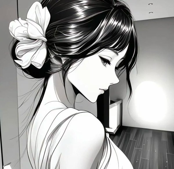 hình avatar đôi anime đen trắng 1