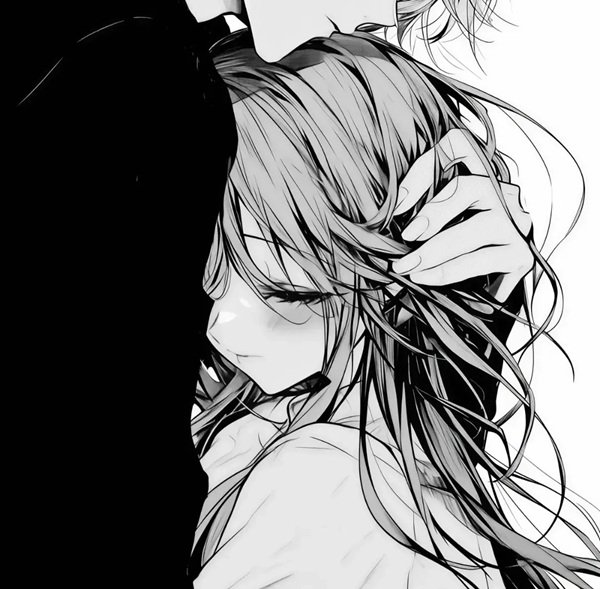 hình avatar đôi anime đen trắng 10