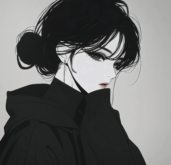 hình avatar đôi anime đen trắng 12