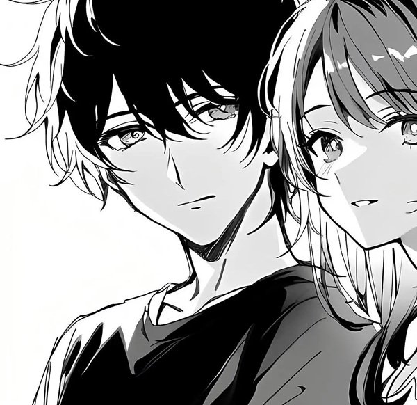 hình avatar đôi anime đen trắng 15