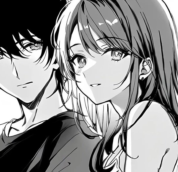 hình avatar đôi anime đen trắng 16