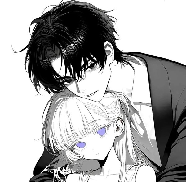 hình avatar đôi anime đen trắng 3