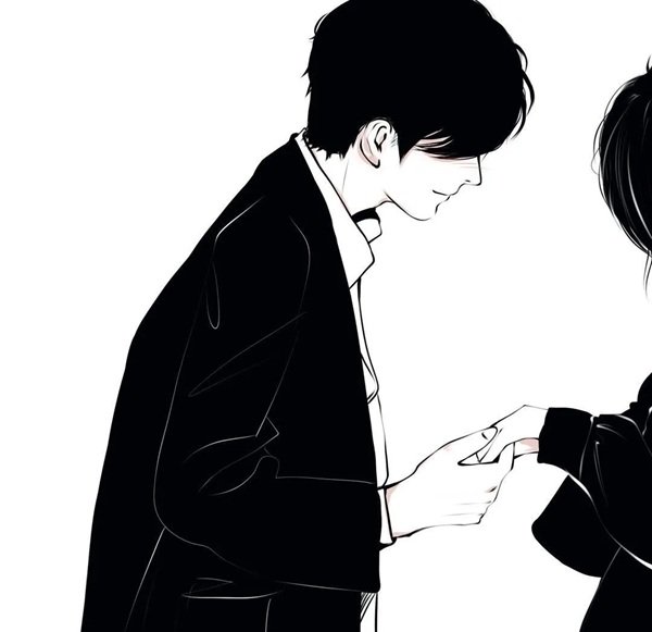 hình avatar đôi anime đen trắng 5