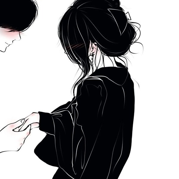 hình avatar đôi anime đen trắng 6