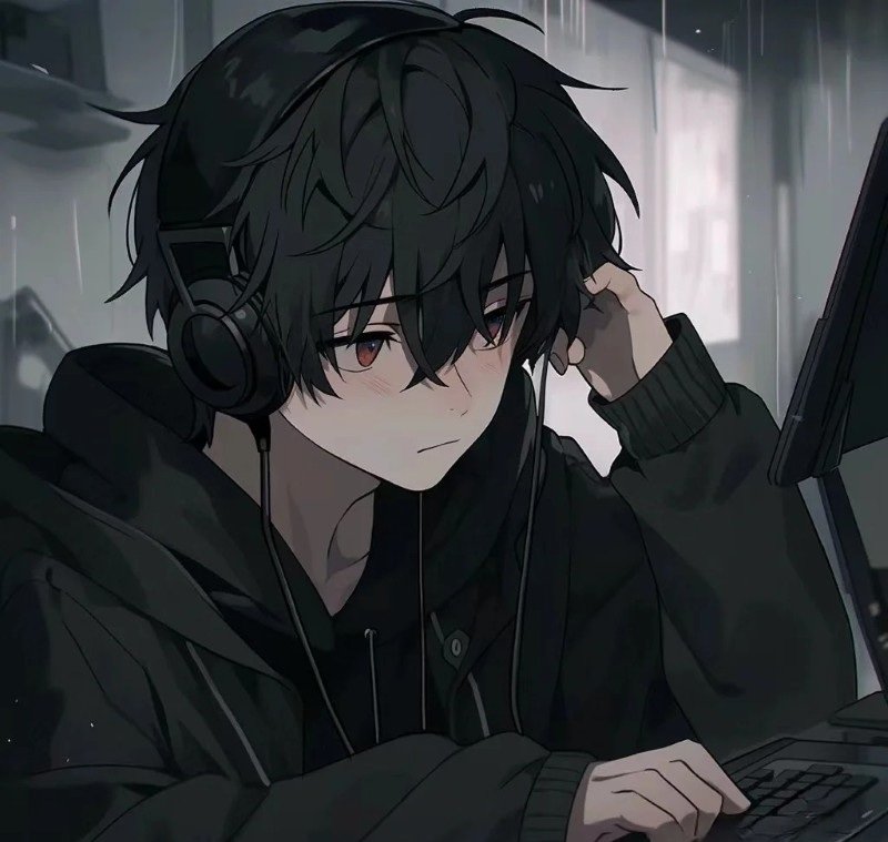 sad boy avatar anime đen trắng 10