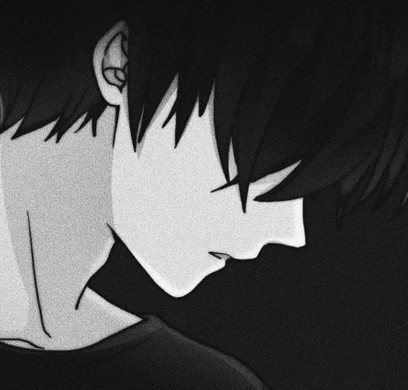 sad boy avatar anime đen trắng 13